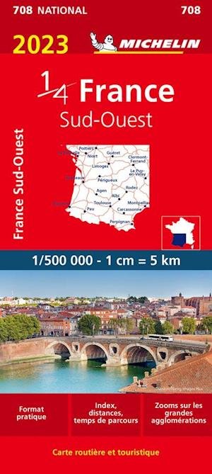 Southwestern France 2023 - Michelin National Map 708 - Michelin - Livros - Michelin Editions des Voyages - 9782067257177 - 19 de janeiro de 2023