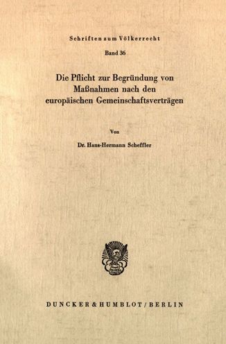 Cover for Scheffler · Die Pflicht zur Begründung vo (Book) (1974)