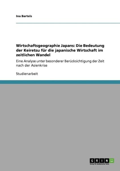 Cover for Bartels · Wirtschaftsgeographie Japans: D (Book) [German edition] (2009)