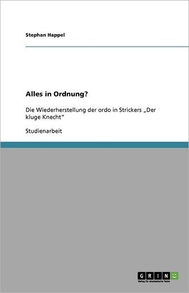 Cover for Happel · Alles in Ordnung? (Book) (2010)