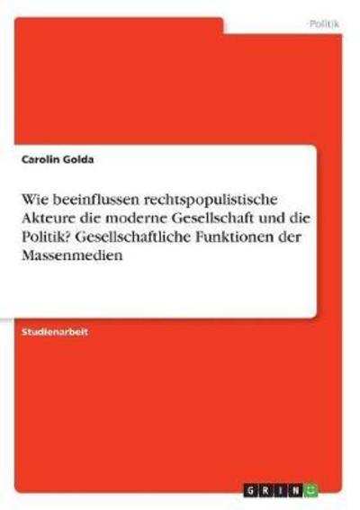 Cover for Golda · Wie beeinflussen rechtspopulistis (Book)