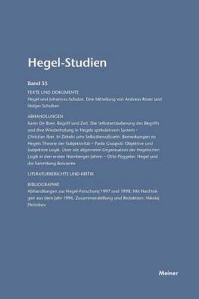 Hegel-Studien / Hegel-Studien Band 35 - Otto Poeggeler - Livres - Felix Meiner - 9783787325177 - 2002