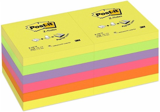 Cover for 3M Post-it · 3M Post-it - 100 Foglietti Per Dispenser Z-notes - Colori Neon Assortito (12 pz) (Leksaker)