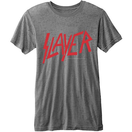 Slayer Unisex Burn Out T-Shirt: Classic Logo - Slayer - Mercancía - Global - Fashion - 5055979932178 - 