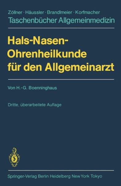Cover for Hans-Georg Boenninghaus · Hals-Nasen-Ohrenheilkunde Fur Den Allgemeinarzt - Taschenbucher Allgemeinmedizin (Paperback Book) [3. uberarb. Aufl. edition] (1985)