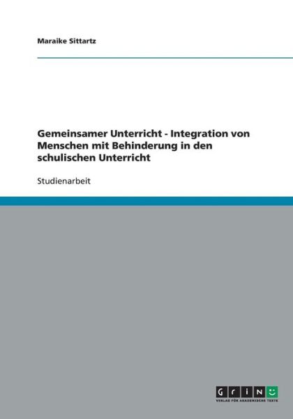 Cover for Maraike Sittartz · Integration von Menschen mit Behinderun (Book) [German edition] (2008)