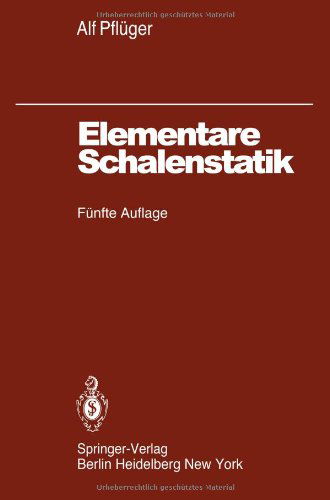 Cover for A Pfluger · Elementare Schalenstatik (Paperback Book) (2012)