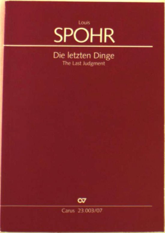 Cover for Spohr · Die letzten Dinge, Studienpartitu (Buch)