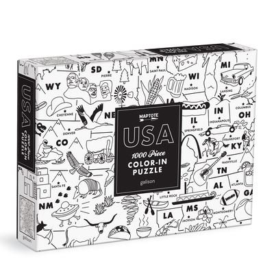 Maptote USA Color-In 1000 Piece Puzzle - Galison - Brætspil - Galison - 9780735373181 - 3. marts 2022