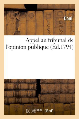 Cover for Doni · Appel Au Tribunal De L'opinion Publique (Paperback Book) [French edition] (2022)