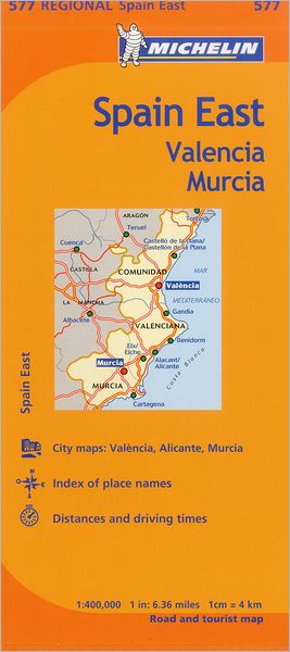 Cover for Michelin Travel &amp; Lifestyle · Spain East - Valencia &amp; Murcia (Maps / Regional (Michelin)) (Map) [10th edition] (2018)