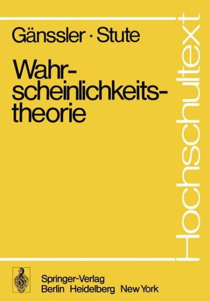 Cover for Peter Ganssler · Wahrscheinlichkeitstheorie - Hochschultext (Paperback Book) [German edition] (1977)