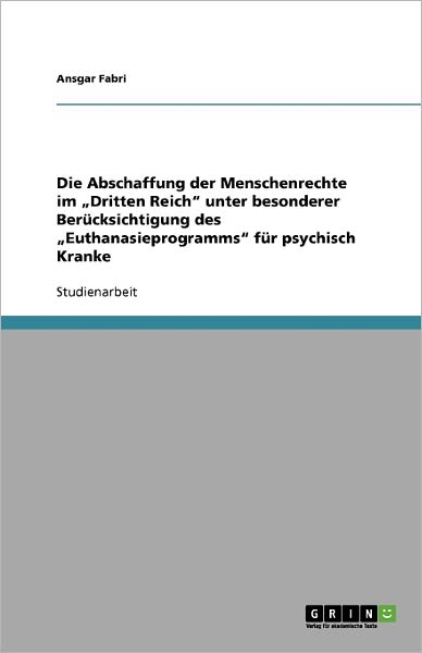 Cover for Ansgar Fabri · Die Abschaffung der Menschenrechte im &quot; (Book) [German edition] (2013)