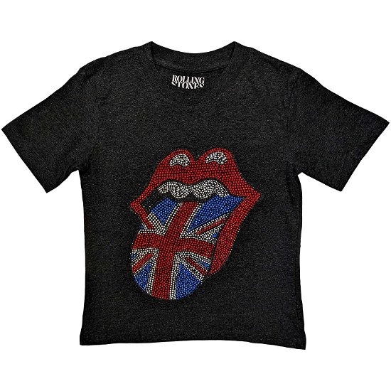 The Rolling Stones Kids T-Shirt: British Tongue (Embellished) (1-2 Years) - The Rolling Stones - Merchandise -  - 5056561078182 - 