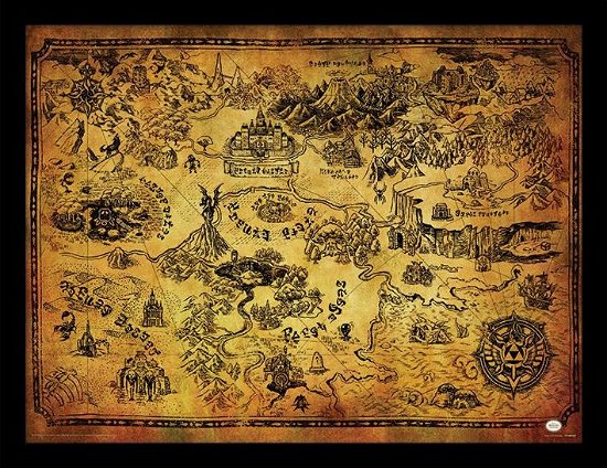 THE LEGEND OF ZELDA - Hyrule Map - Collector Print - The Legend Of Zelda - Merchandise -  - 5051265970183 - 