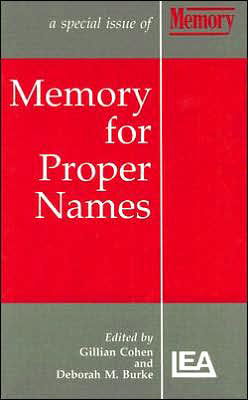 Cover for Cohen · Memory for Proper Names: A Special Issue of Memory - Special Issues of Memory (Gebundenes Buch) (1994)