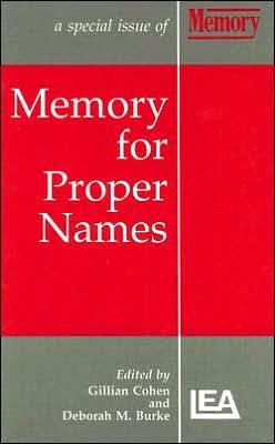 Cover for Cohen · Memory for Proper Names: A Special Issue of Memory - Special Issues of Memory (Inbunden Bok) (1994)