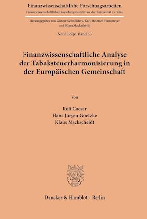 Finanzwissenschaftliche Analyse - Caesar - Kirjat -  - 9783428054183 - perjantai 15. heinäkuuta 1983