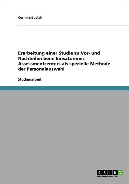 Cover for Budich · Erarbeitung einer Studie zu Vor- (Book) [German edition] (2008)