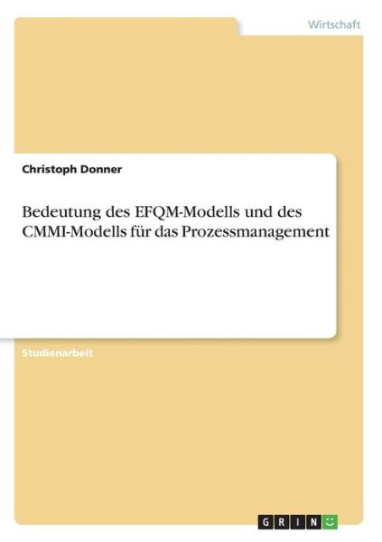 Cover for Donner · Bedeutung des EFQM-Modells und d (Book)