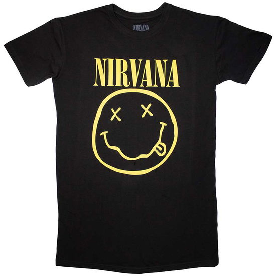 Cover for Nirvana · Nirvana Ladies T-Shirt Dress: Yellow Happy Face (Bekleidung) [size S]