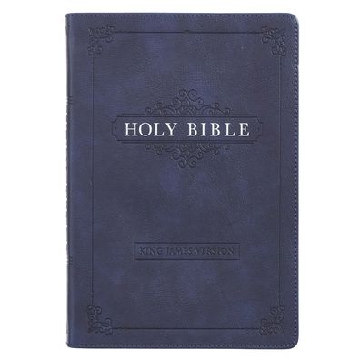 Cover for Blue Faux Leather Large Print Thinline KJV Bible with Thumb Index (Book) (2020)