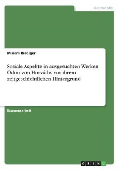 Cover for Riediger · Soziale Aspekte in ausgesuchte (Book)