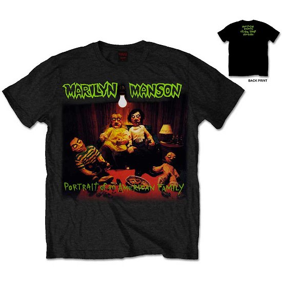 Marilyn Manson Unisex T-Shirt: American Family (Back Print) - Marilyn Manson - Merchandise - Global - Apparel - 5055295388185 - 