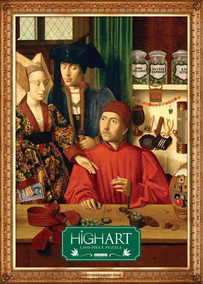 High Art: A Budtender in His Shop 1,000-Piece Puzzle: for Adults Marijuana Humor Painting Parody Gift Jigsaw 26 3/8â€ x 18 7/8â€ - Workman Publishing - Books - Workman Publishing - 9781523513185 - September 22, 2020