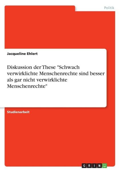 Cover for Ehlert · Diskussion der These &quot;Schwach ve (Book)