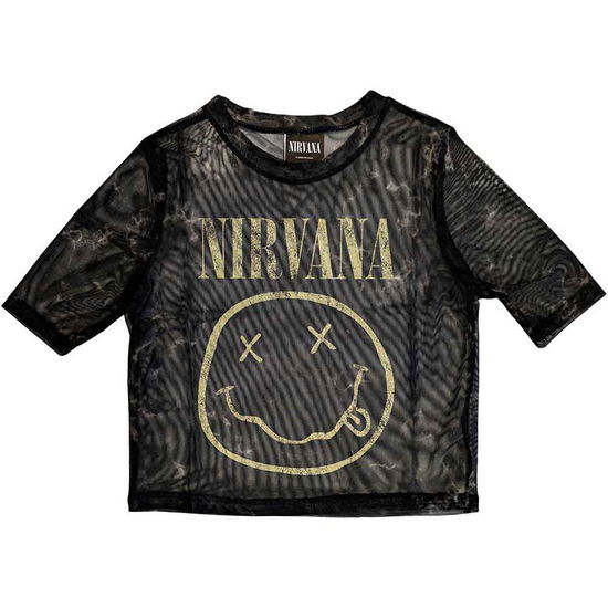 Cover for Nirvana · Nirvana Unisex Crop Top: Yellow Happy Face (Mesh) (CLOTHES) [size XXL] (2024)