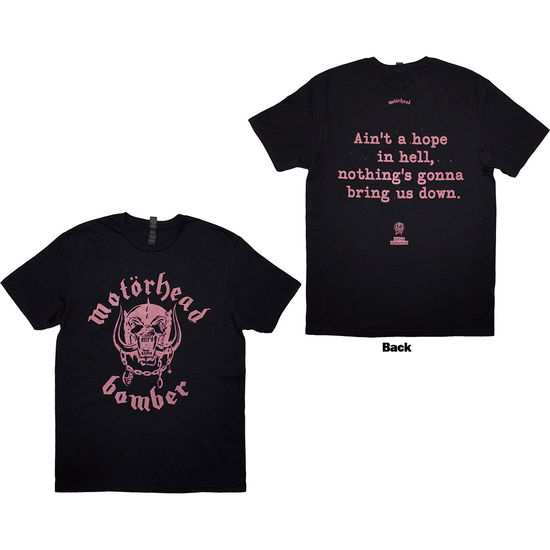 Motorhead Unisex T-Shirt: Bomber Lyric (Black) (Back Print) - Motörhead - Produtos - - 5056836431186 - 14 de fevereiro de 2025