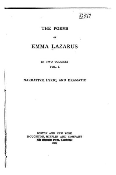 Cover for Emma Lazarus · The Poems of Emma Lazarus - Vol. I (Paperback Book) (2015)