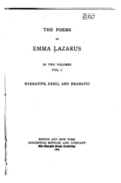 The Poems of Emma Lazarus - Vol. I - Emma Lazarus - Books - Createspace - 9781517184186 - September 3, 2015