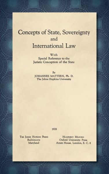 Cover for Johannes Mattern · Concepts of State, Sovereignty, and International Law (Hardcover Book) (2022)
