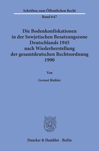 Cover for Biehler · Die Bodenkonfiskationen in der (Book) (1994)