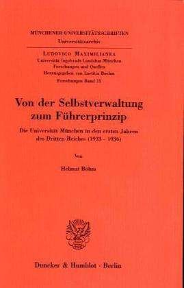 Cover for Böhm · Von der Selbstverwaltung zum Führe (Book) (1995)