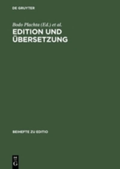 Cover for Bodo Plachta · Edition und Übersetzung (Book) (2002)