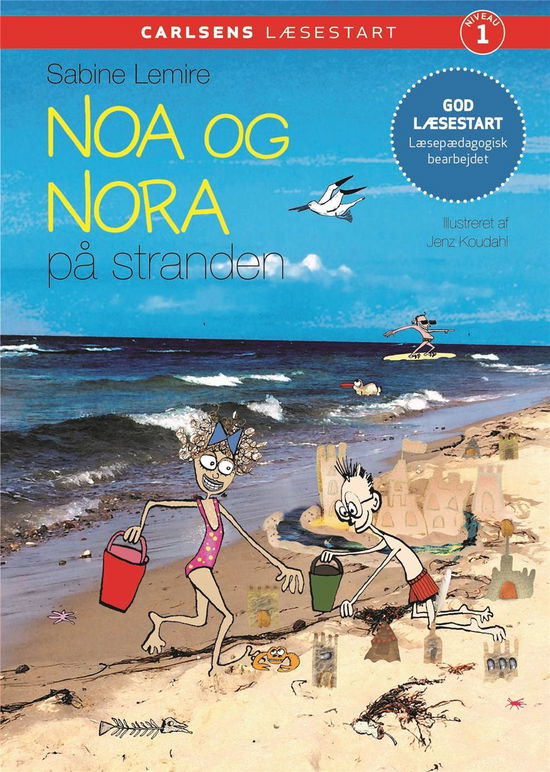 Cover for Sabine Lemire · Carlsens Læsestart: Carlsens læsestart - Noa og Nora på stranden (Inbunden Bok) [1:a utgåva] (2020)