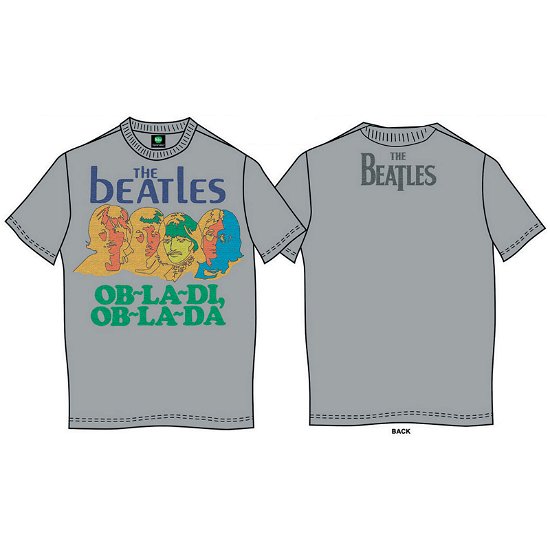 Cover for The Beatles · The Beatles Unisex T-Shirt: Vintage Ob La Di (Back Print) (T-shirt) [size M] [Grey - Unisex edition]