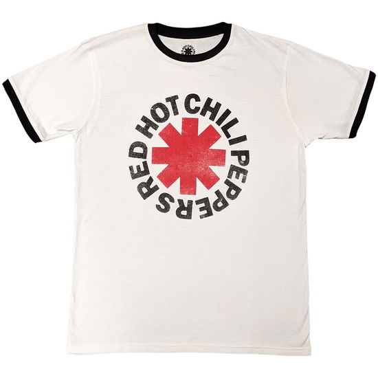 Cover for Red Hot Chili Peppers · Red Hot Chili Peppers Unisex Ringer T-Shirt: Logo Ringer (White) (CLOTHES) [size S] (2025)