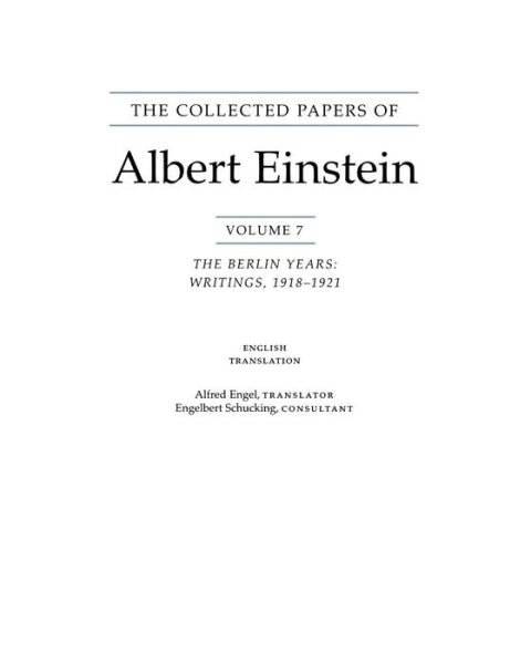 Cover for Albert Einstein · The Collected Papers of Albert Einstein, Volume 7 (English): The Berlin Years: Writings, 1918-1921. (English translation of selected texts) - Collected Papers of Albert Einstein (Paperback Bog) (2002)