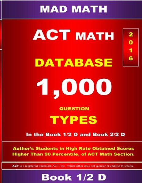 Cover for John Su · ACT Math Database 1-2 D (Taschenbuch) (2015)