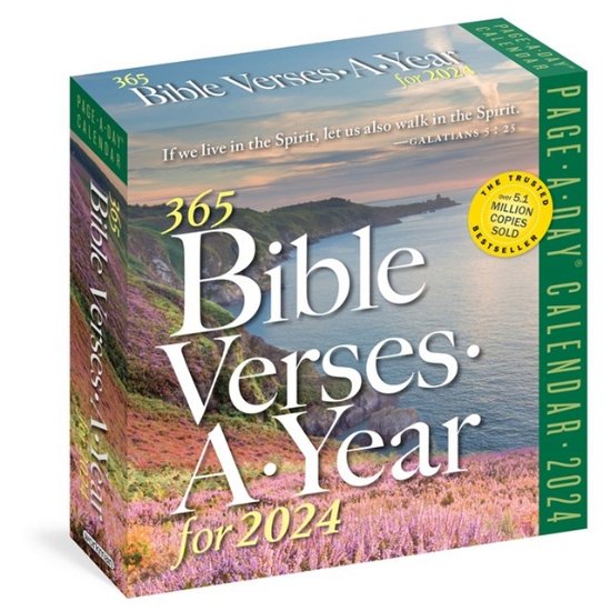 Cover for Workman Calendars · 365 Bible Verses-a-Year for 2024 Page-a-Day Calendar: Timeless Words From the Bible to Guide, Comfort, and Inspire (Calendar) (2023)