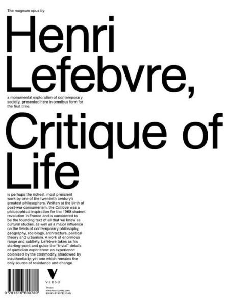 Cover for Henri Lefebvre · Critique of Everyday Life (Gebundenes Buch) (2014)