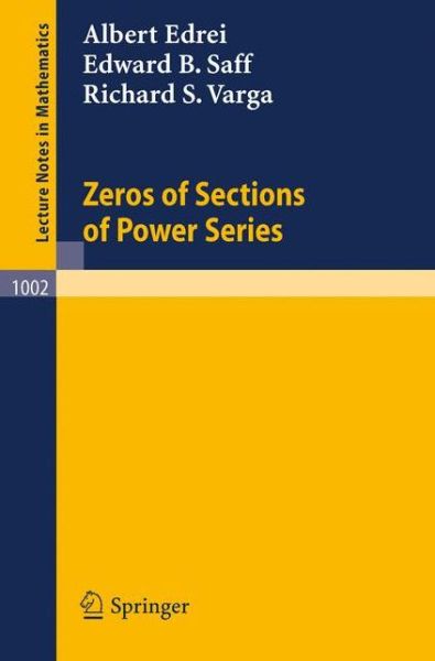Cover for Albert Edrei · Zeros of Sections of Power Series - Lecture Notes in Mathematics (Paperback Book) (1983)