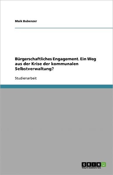 Cover for Bubenzer · Bürgerschaftliches Engagement. (Buch) [German edition] (2013)