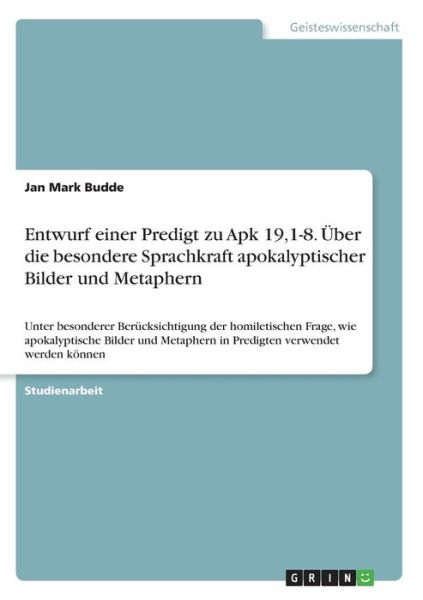 Cover for Budde · Entwurf einer Predigt zu Apk 19,1 (Bog)