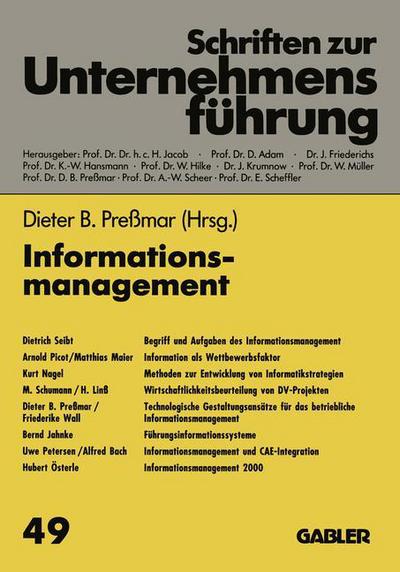 Cover for Pressmar Dieter B · Informationsmanagement - Schriften Zur Unternehmensfuhrung (Paperback Book) [1993 edition] (1993)