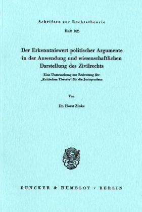 Cover for Zinke · Der Erkenntniswert politischer Ar (Book) (1982)